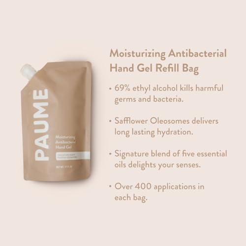 PAUME Moisturizing Antibacterial Hand Gel Sanitizer, Silicon & Paraben Free, No Artificial Fragrances & Vegan, 17 fl oz 500 mL