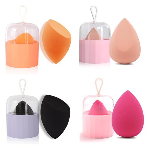 Makeup Sponge Set | 4 Pcs, Breathable Holder, Soft Blender Sponges