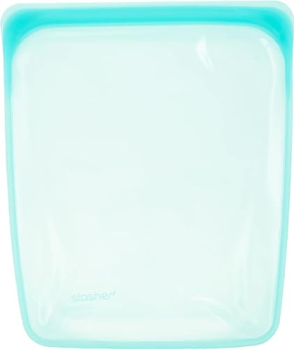 Stasher Platinum Silicone Food Grade Reusable Storage Bag, Aqua (1/2 Gallon) | Reduce Single-Use Plastic | Cook, Store, Sous Vide, or Freeze | Leakproof, Dishwasher-Safe, Eco-friendly | 64 Oz