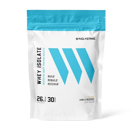 Whey Protein Isolate | 26g Protein, Grass-Fed, Non-GMO, Digestive Enzymes (30 Servings, Vanilla Milkshake)