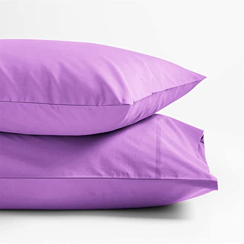 Pillow Cases | 100% Cotton, King Size, Set of 2, Cooling, Lilac