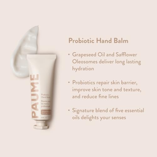 PAUME Probiotic Hand Balm, Non-Greasy, Fast Absorbing, Long Lasting Hydration, Improve Skin Tone, 2 oz