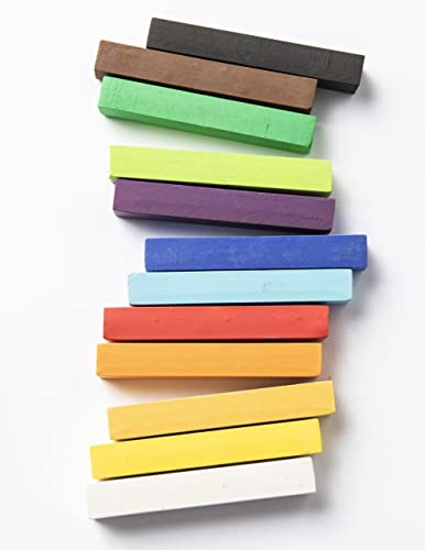 eco-kids Soft Pastels (12-Pack) - Assorted Rich Hued Colors + Black & White– Square Chalk Art Supplies For Drawing, Blending, Layering & Shading - Safe, Talc-Free, Non-Toxic – Ages 3+