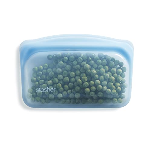 Stasher 2-Pack Clear + Aqua Pocket Bags and 12 Oz Blue Snack Silicone Storage Bags