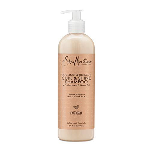 SheaMoisture Shampoo Coconut and Hibiscus, for Thick, Curly Hair, to Cleanse & Hydrate, 24 oz