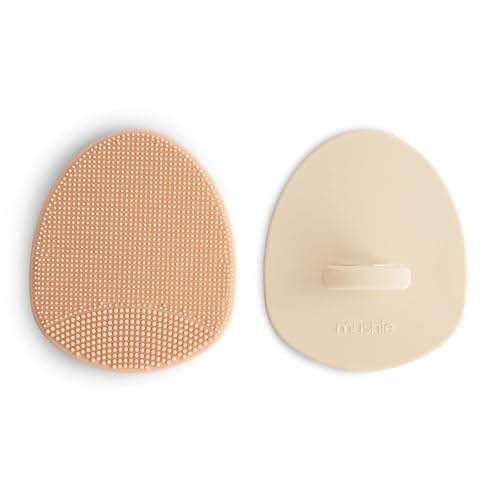 Baby Bath Cradle Cap Brush | Soft Silicone Bristles, 2-Pack (Blush/Shifting Sand)