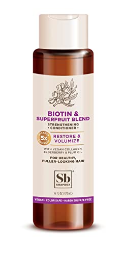 SoapBox Soap Conditioner, Volumizing Conditioner with Biotin and Superfruit Blend, 16oz - Vegan, Color Safe, Sulfate & Silicone Free Hair Conditioner with Elderberry and Plum Oil for Healthy, Fuller Looking Hair