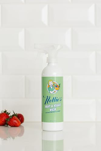 Nellie's Fruit & Veggie Wash - Eco-Friendly Produce Cleaner - Removes Pesticides and Contaminants - Odorless, Tasteless, Gluten-Free, Vegan, and Biodegradable (16 fl oz)