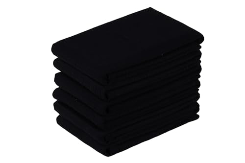 Kitchen Towels | Black Color, Set of 6, 100% Cotton, Quick Drying, 18x28 Inches