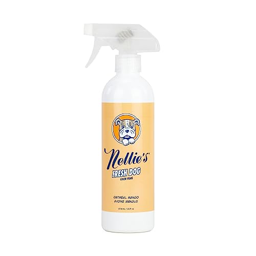 Nellie's Fresh Dog - Waterless Dog Shampoo - Oatmeal Mango Fragrance, Enzyme Blend, Plant-Based, and Non-Toxic - Ideal for All Dog Breeds, Long-Haired or Short - Eco-Friendly Grooming (16 fl oz)