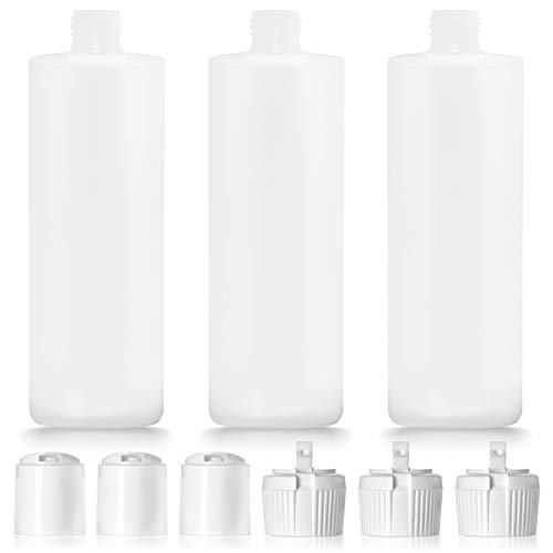 Plastic Bottle | 3 Pack, 16 oz, BPA Free, Food-Grade, 6 Caps in 2 Styles