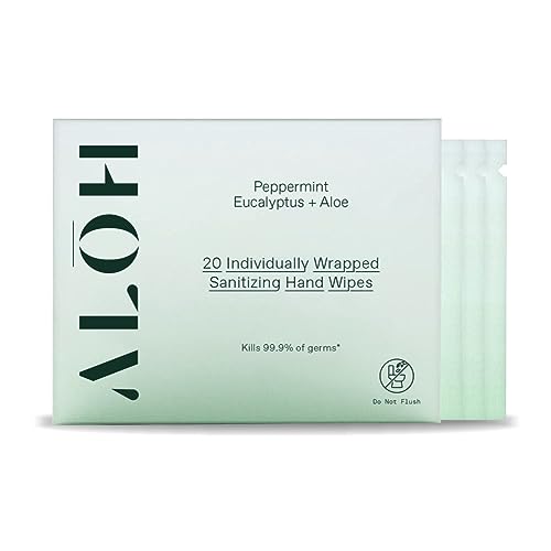 Hand Sanitizer Wipes | Peppermint Eucalyptus, 20 Individually Wrapped Wipes