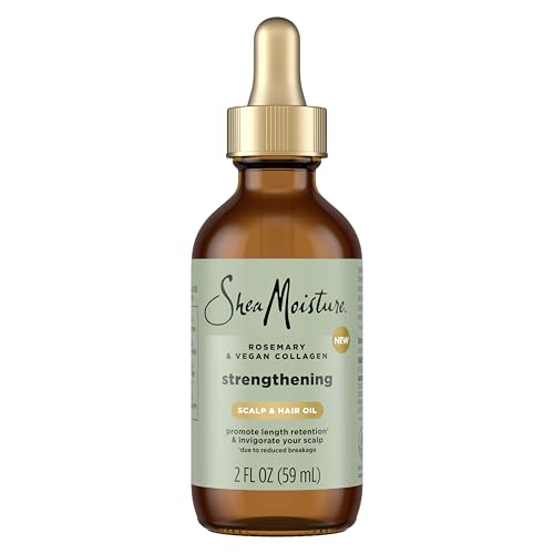 SheaMoisture Strengthening Scalp & Hair Oil Rosemary & Vegan Collagen to Promote Length Retention & Invigorate the Scalp, with ScalpBoost Technology, 2 oz