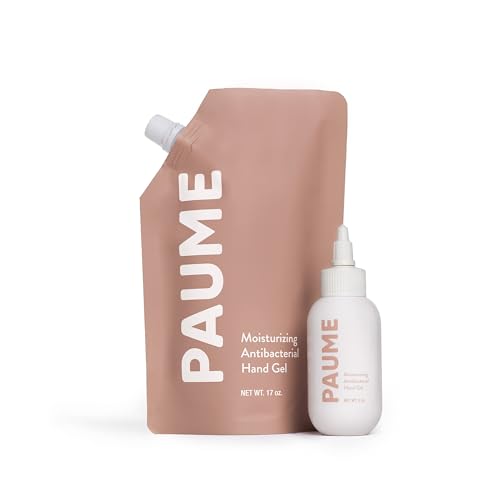 PAUME - Antibacterial Gel 3oz & Refillable Travel Bag 17oz | Silicon & Paraben Free, No Artificial Fragrances & Vegan