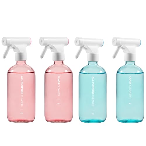 Glass Spray Bottles | 16 oz, 4 Pack, Durable for Cleaning and Plants