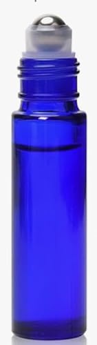 Roll-On Perfume Bottle | Refillable Glass, Travel Size, 1/3 oz (10ml), Blue