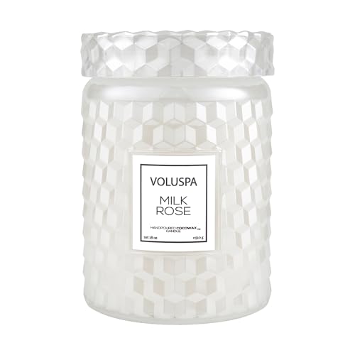 Candle | Milk Rose, Large Jar, 18 oz, 100 Hour Burn Time, Vegan