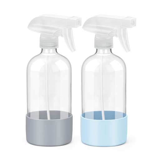 Glass Spray Bottle | 2 Pack, 16 oz, Silicone Sleeve Protection