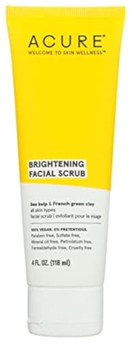 Acure Brightening Facial Scrub, For All Skin Types, Sulfates Free, Vegan, 4 Fluid Ounces (Pack Of 1)