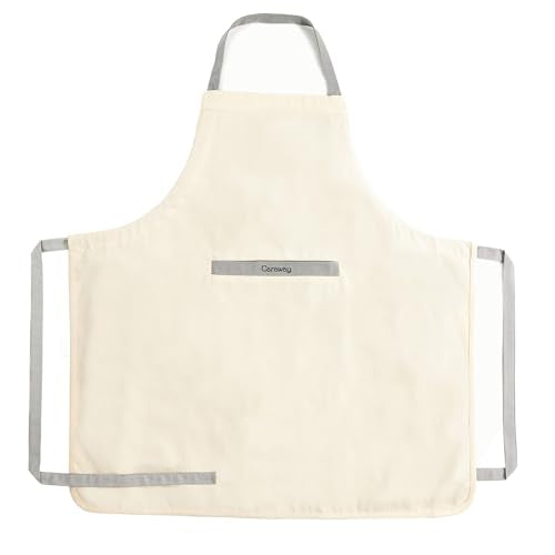 Apron | 100% Organic Cotton, 2 Pockets, Adjustable Neck Strap, Cream