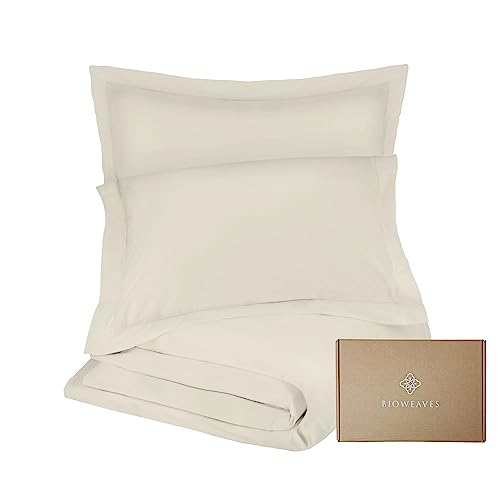 Duvet Cover & Sham Set | 100% Organic Cotton, Queen Size, 300 Thread Count, Ivory