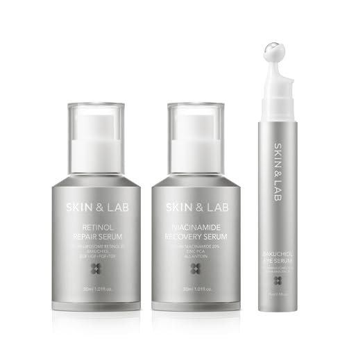 Vegan Skin Care Set | Retinol Repair Serum, Bakuchiol Eye Serum, Niacinamide Recovery Serum