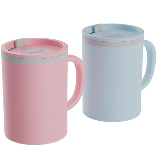 Insulated Desk Mug | Double Wall, 12 oz, BPA-Free, Set of 2, Spill-Proof