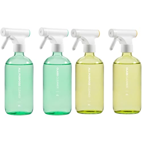 Glass Spray Bottles | 16 oz, 4 Pack, Durable for Cleaning and Plants.