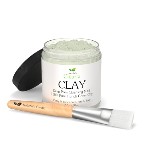 Facial Mask | Deep Pore Cleansing, Skin Softening, 100% Pure French Green Clay, 8 oz