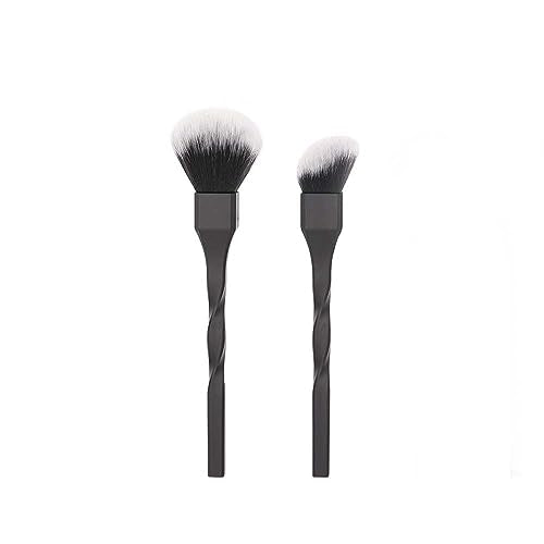 Makeup Brush Set | 2 Pieces, Spiral Powder & Angle Brushes, Soft Synthetic Bristles