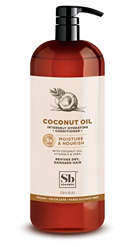 Soapbox Coconut Oil Conditioner, Sulfate Free, Paraben Free, Silicone Free, Color Safe, and Vegan Hair Conditioner (33.8 Ounces)