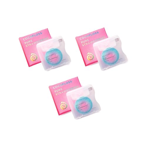 Dental Floss | Dentist-Designed, Strawberry Scent, 3 Spools (33 yd each)