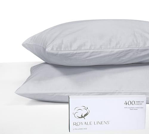 Pillowcase Set | 400 Thread Count, 100% Cotton, King Size, Silver, Set of 2