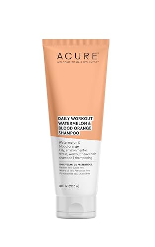 Acure Daily Workout Watermelon Shampoo | 100% Vegan | For Oily, Environmental Stressed, Workout Heavy Hair | Watermelon & Blood Orange - Gentle Everyday Formula | 8 Fl Oz