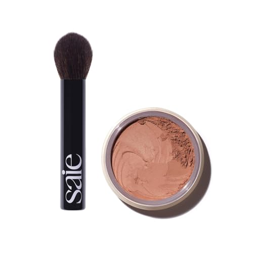 Face Powder Duo | Soft Multi-Use Brush, Translucent Deep (0.14 oz)