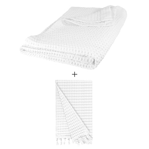 Bath Towel Set | Waffle Texture, Includes Bath Sheet and Hand Towel.