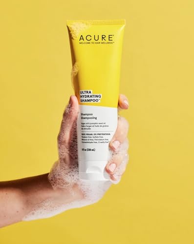 Acure Shampoo 100% Vegan, Ultra Hydrating Moisture & Omega Fatty Acids, , Yellow Argan Oil & Pumpkin, 8 Fl Oz