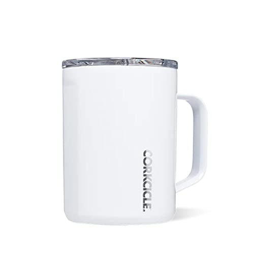 Travel Coffee Mug | Triple Insulated, Spill Proof, 16 oz, Gloss White