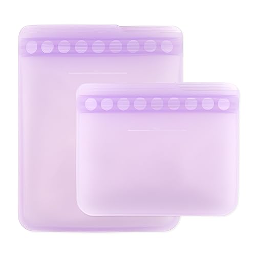 Silicone Food Storage Bag | Reusable, Leak Resistant, Microwave & Dishwasher Safe, Purple