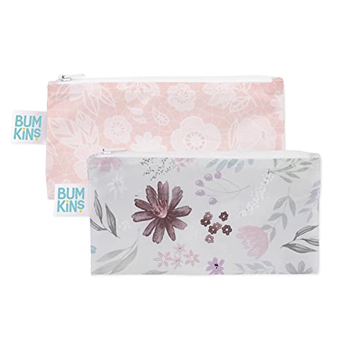 Reusable Snack Bags | Washable Fabric, Waterproof, 2-Pack Floral and Lace