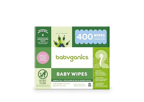 Baby Wipes | Unscented, 400 Count (5 Packs of 80)