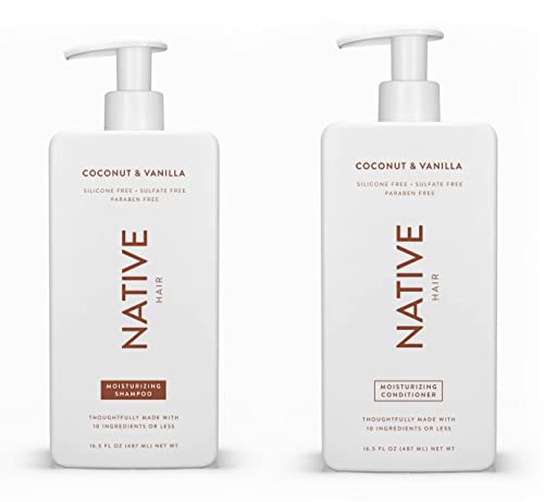 Shampoo & Conditioner Set | Sulfate Free, Paraben Free, 16.5 oz (Coconut & Vanilla)