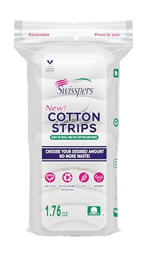 Cotton Strips | 100% Cotton, Soft & Absorbent, Hypoallergenic, 3 Bags (1.76 oz Each)