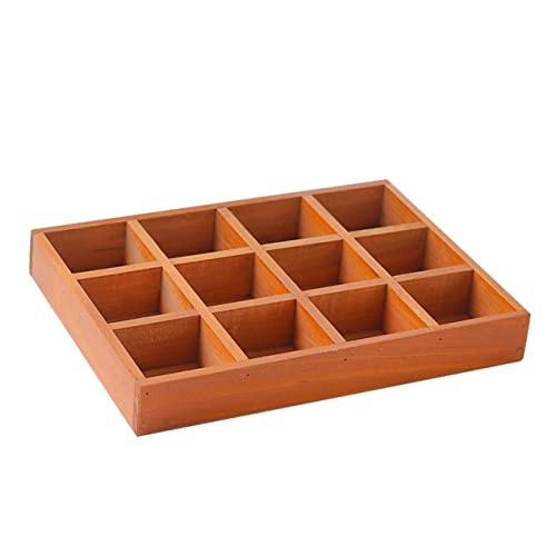 Jewelry Organizer | Stackable Wooden Storage Box, 12 Compartments, 13x9x1.7 inch