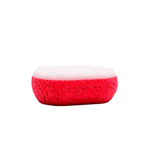 Bath Sponge | Dual Action, Exfoliating Gommage Side, 2 Pack, Fluorescent Pink