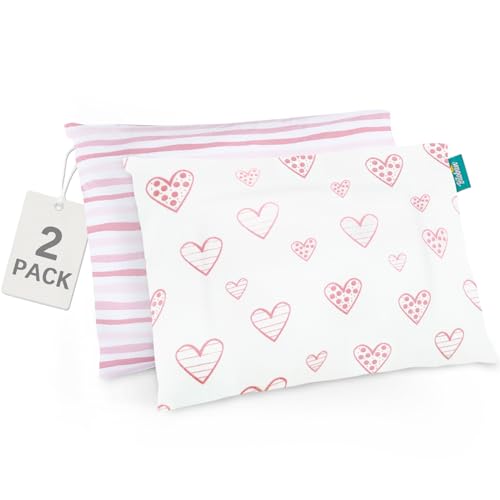 Toddler Pillowcase | Organic Cotton, 2 Pack, Pink Print, 13"x18" or 14"x19"