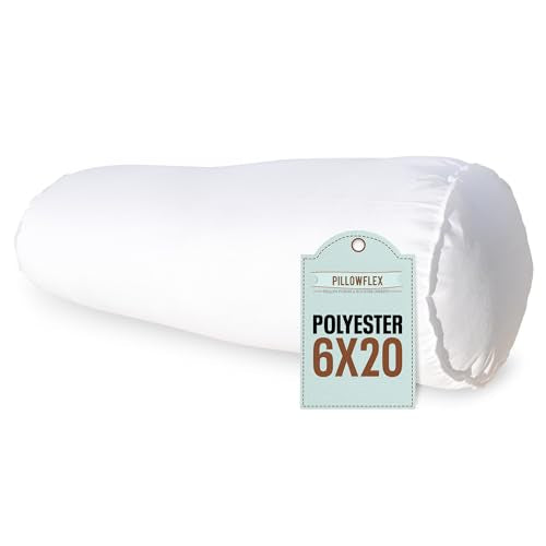 Bolster Pillow | 6x20, Plush Polyester-Filled, Odorless, Lint-Free, Round, White