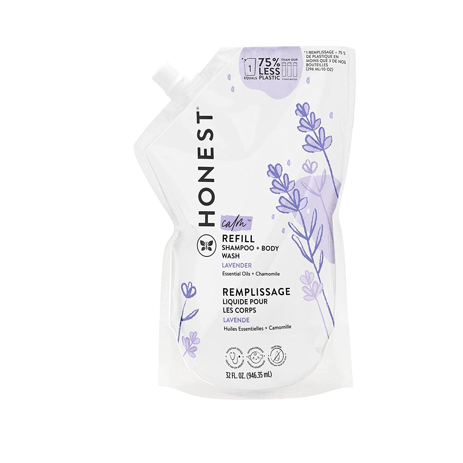 2-In-1 Cleansing Shampoo + Body Wash Refill Pouch | Gentle for Baby | Naturally Derived, Tear-Free, Hypoallergenic | Lavender Calm, 32 Fl Oz