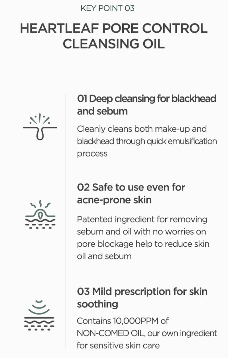 Heartleaf Pore Control Cleansing Oil, Oil Cleanser for Face, Makeup Blackhead Remover, Korean Skin Care 6.76 Fl Oz(200Ml) (Original)