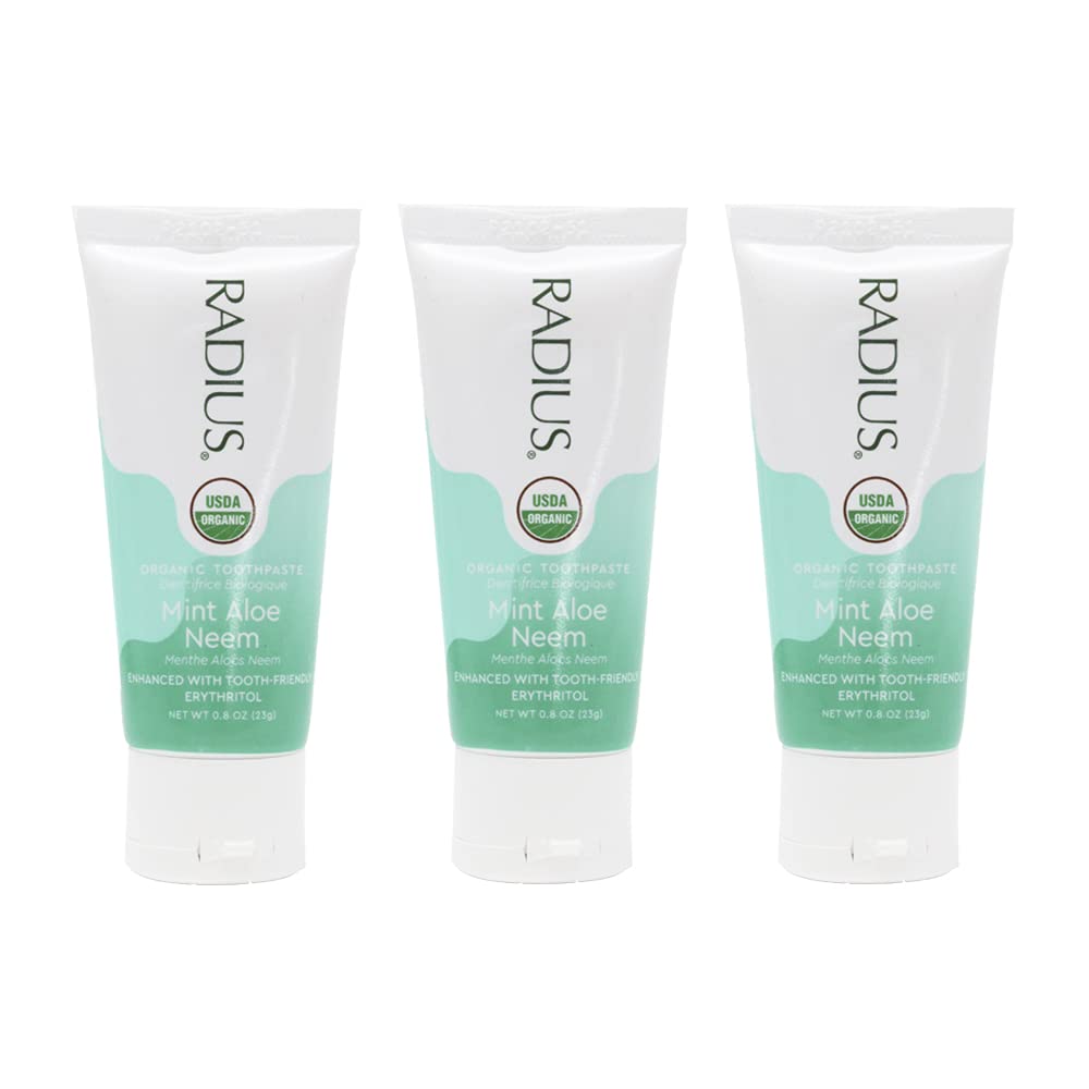 Toothpaste | Mint, Aloe, Neem, 0.8 oz, Travel Size, Pack of 3